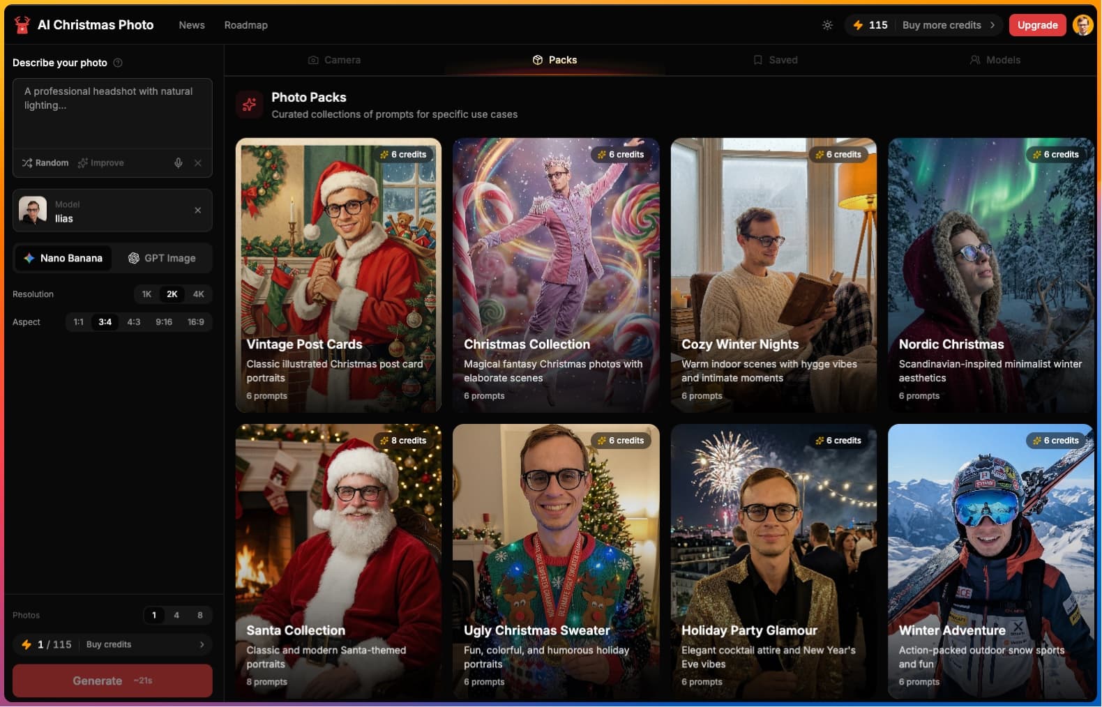 Christmas Photo Generator Interface